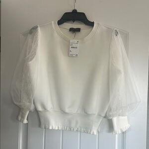 Elegant White Lace Sleeve Top